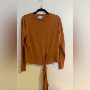 Melly Women's Bronze Tie-Front Wrap Blouse Sweater Long Sleeve Sz M